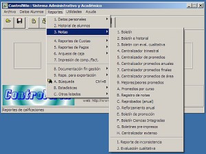 ControlWin6 - Menu de reportes de notas Reportes de notas de ControlWin