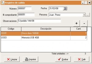 Secomat - Registro de salida