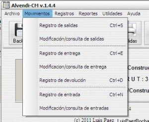 AlvendiCM: Menú de movimientos AlvendiCM: Menú de movimientos