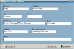 Registro de nuevo empleado