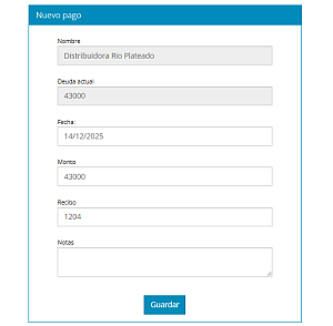 Registro de pago a proveedor